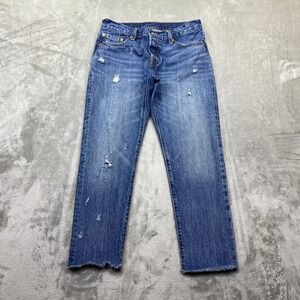 Levis 501 CT Custom Tapered Distressed Raw Hem Blue Jeans Sz 26 Fits 29" Grunge